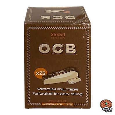 Box OCB Unbleached Virgin Filter Tips 25 Hefte à 50 Filter Tips