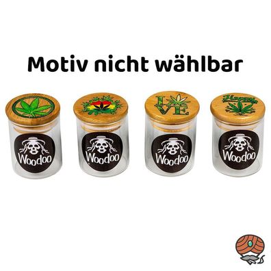 Woodoo Kräuter Vorratsdose, Glas und Bambus, Motiv nicht wählbar