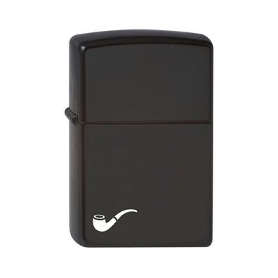 Zippo Pfeifen Benzin-Feuerzeug Pipe schwarz matt mit weißer Pfeife, unbefüllt