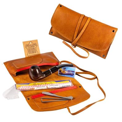 Jean Claude Pfeifen Einsteiger-Set, gebogen: Pfeife + Rollbeutel + Zubehör