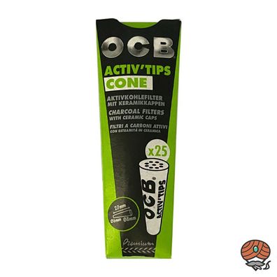 OCB Activ' Tips CONE Aktivkohle-Filter mit Keramikkappen 25 Stück, konisch