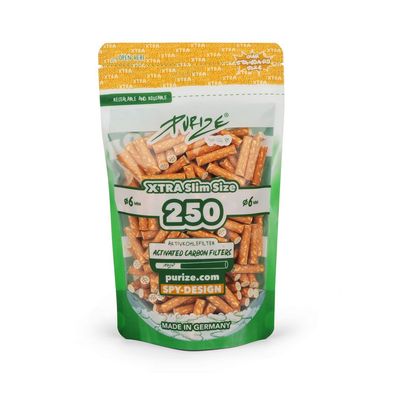 Purize Aktivkohlefilter XTRA SLIM SPY SPION Filter, 250 Stück im Beutel
