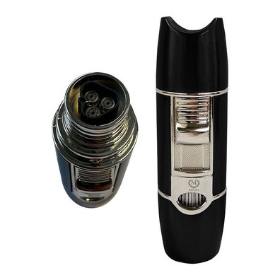 Myon F60 Zigarren-Feuerzeug mit 3er Jet-Flamme, Racing Edition Schwarz, Bohrer