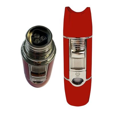 Myon F60 Zigarren-Feuerzeug mit 3er Jet-Flamme, Racing Edition ROT, Bohrer