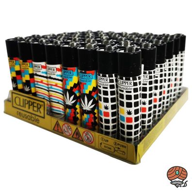 Clipper Reibradfeuerzeuge Optical Weed, Würfel 48 Stück