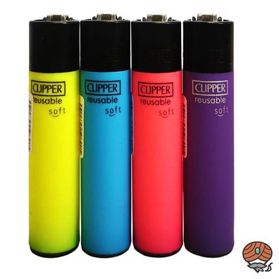 Clipper Reibradfeuerzeuge Neon Soft - Farbe nicht wählbar, 4 Stück