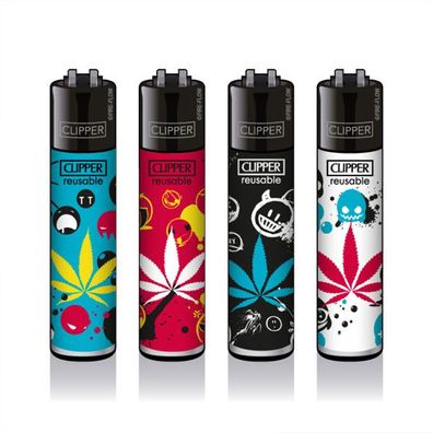 Clipper Reibradfeuerzeuge Bad Smiley, 4 Stück