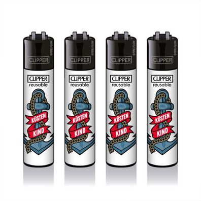 Clipper Reibradfeuerzeuge Kuestenkind, 4 Stück