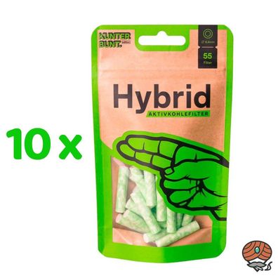 10 x Hybrid Supreme Aktivkohlefilter * Lime* 55er Beutel 6,4mm
