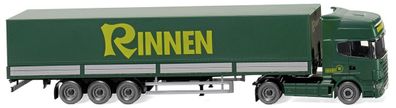 Wiking H0 1/87 051804 LKW Scania R 420 Topline Pritschensattelzug m. Plane "Rinnen"