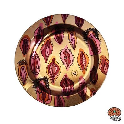 FIRE-FLOW Aschenbecher / Ashtray Small - Pussy Pattern, Metall, Ø 14 cm