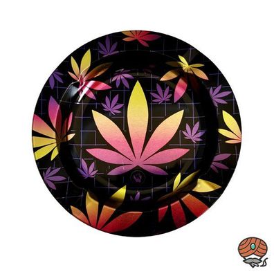 FIRE-FLOW Aschenbecher / Ashtray Small - Leaves #37, Metall, Ø 14 cm