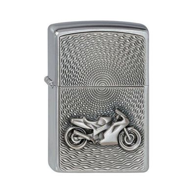 Zippo Benzin-Feuerzeug Bike Emblem Chrom gebürstet, unbefüllt