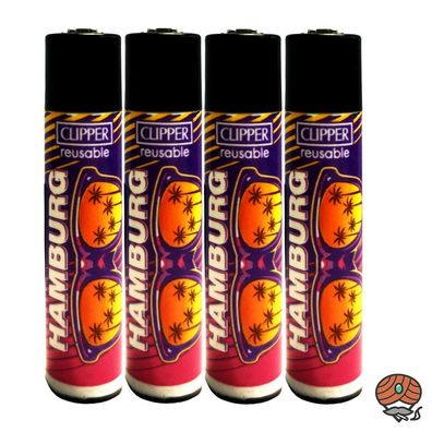 Clipper Reibradfeuerzeuge Hamburg Sunglasses, 4 Stück