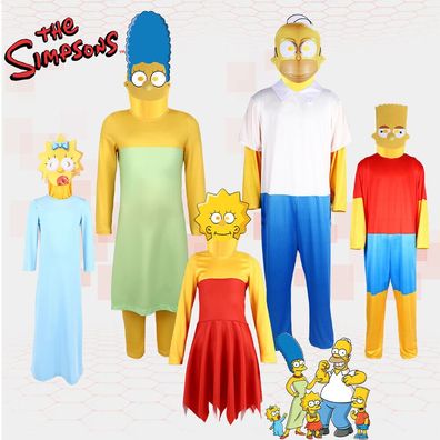 Cosplay The Simpsons Lisa Maggie Marge Dress Homer Bart Kids Adult Anzuge Kostum