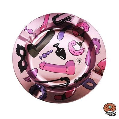 FIRE-FLOW Aschenbecher / Ashtray Small - Sex Toy Pattern, Metall, Ø 14 cm