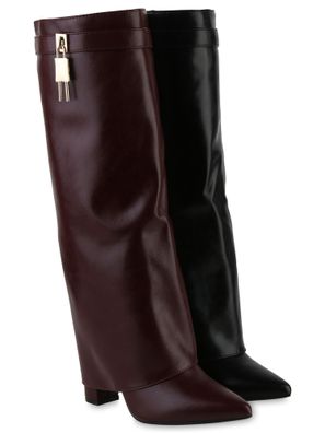 VAN HILL Damen Gefütterte Klassische Stiefel Spitze Schnallen Schuhe 841803