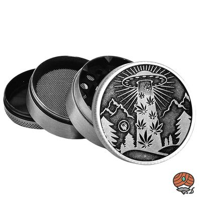 FIRE-FLOW Kräutermühle - Silver 420 Aliens 60mm, 4-teilig