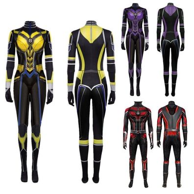 Cosplay Antman Wasp Quantumania Mask Jumpsuit Superhero Adult Kids Bodysuits