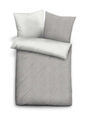 biberna Melange-Flanell Bettwäsche Sturmgrau 135/200cm + 80/80cm