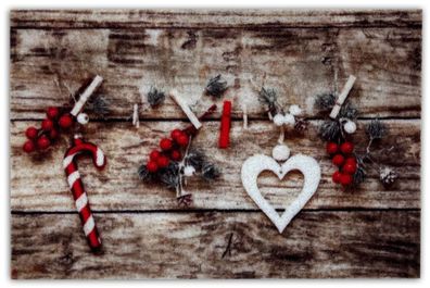 Astra Weihnachts - Fussmatte 40x60cm 959 Holz Girlande Deko rot