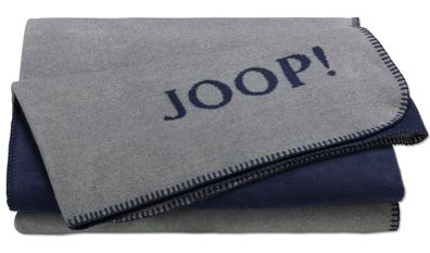 JOOP! Uni-Doubleface Plaid / Decke Silber-Navy 150 x 200cm