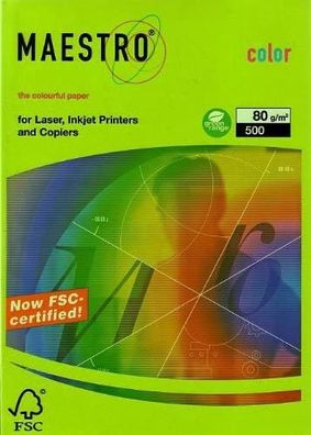 500 Blatt Rainbow 80 Color Papier A3, 80 g/m² - neongrün