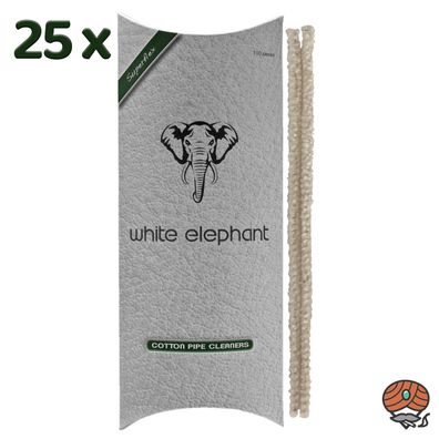 25 x White Elephant Cotton Pipe Cleaners / Pfeifenreiniger à 100 Stück