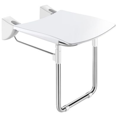 Delabie Duschsitz Komfort hochklappbar mit Fuß Edelstahl Seidenglanz