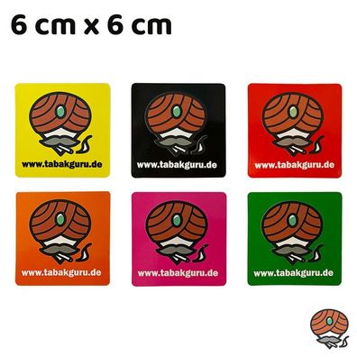 6 x Tabakguru Magnet, eckig, farblich sortiert