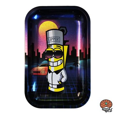 FIRE-FLOW Drehunterlage Small -Clipperman Retro Wave-Rolling Tray/Stopfunterlage