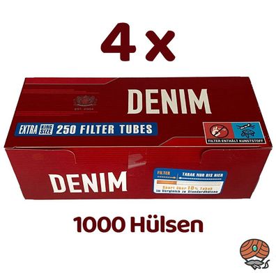 1000 Denim Extra Filterhülsen = 4 Packungen à 250 Stück