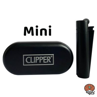 Clipper Metall Matt Black/Schwarz MICRO Reibradfeuerzeug+Metallbox, nachfüllbar
