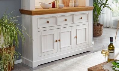 Sideboard 149x94cm "Zürich" Kiefer massiv weiß WZ-0133