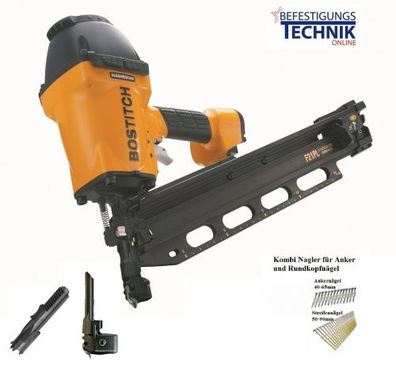 Bostitch F21PL-E 50-90mm Kombi Ankernagler + Kit für 20° Ankernägel Streifennägel