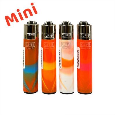 Micro / Mini Clipper Reibradfeuerzeuge 4x orange Farbverlauf