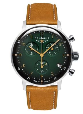 Bauhaus Herrenuhr Dessau Quarz Chronograph Braun/Grün 2096-4