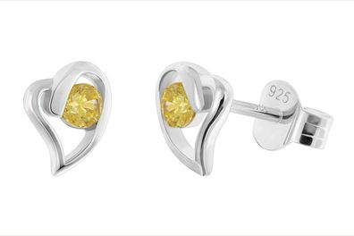 Acalee Schmuck Damen Ohrringe 925 Silber Ohrstecker Herz Citringelb AC8866-13