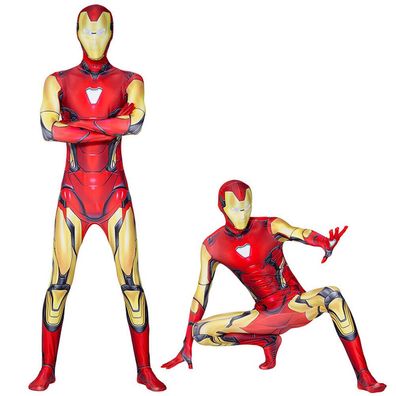 Herren Superheld Iron Man Cospaly Kostum Halloween Jumpsuit Maske Outfit Set