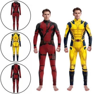 Deadpool Wolverine Cosplay Jumpsuit Kind Erwachsene Halloween Kostum Bodysuit