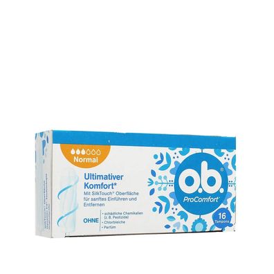 o.b. Tampons ProComfort Normal Größe Normal für mittlere bis stärkere Tage, 16 St