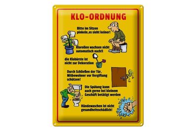 Blechschild 40 x 30 cm Klo Ordnung im Sitzen pinkeln WC