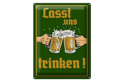 Blechschild 40 x 30 cm Bier lasst uns trinken Gläser