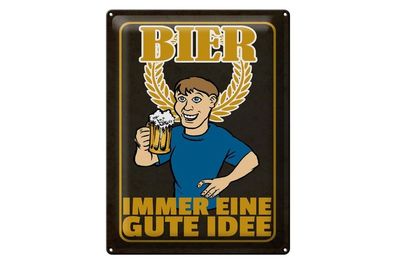 Blechschild 40 x 30 cm Spruch; Bier immer eine gute Idee