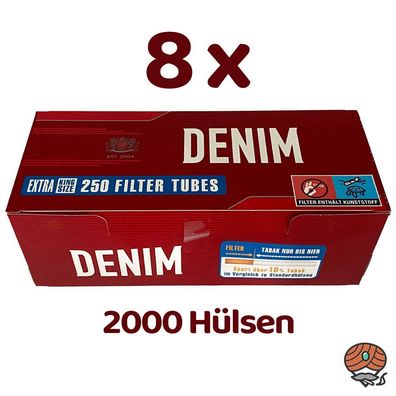 2000 Denim Extra Filterhülsen = 8 Packungen à 250 Stück