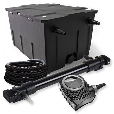 1-Kammer Filter Set 60000l 72W UVC 6er Teich Klärer NEO10000 80W Pumpe Schlauch