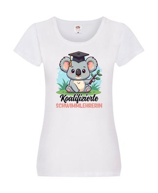 Koalifizierte Schwimmlehrerin | schwimmen | Lehrer Damen Shirt Weiß