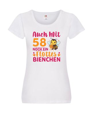 58. Geburtstag | Flottes Bienchen | 58 Jahre Damen Shirt Weiß