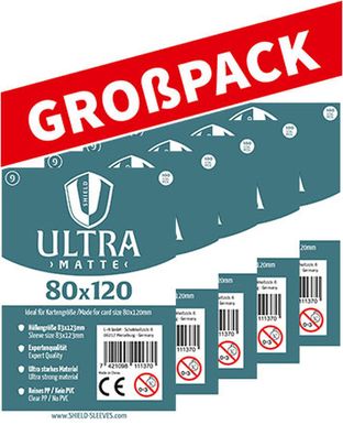 Shield Ultra Matte 9 - (100er Großpack) 100 Super Sleeves für Kartengröße 80 x 12