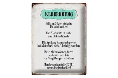 Blechschild 40 x 30 cm Klo Ordnung die Klobürste